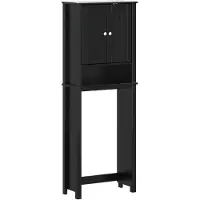 vidaXL Toiletkast BERG, zwart, 60x27x164,5 cm, massief hout