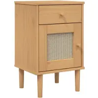 vidaXL Nachtkastje SENJA rattan-look 40x35x65 cm grenenhout bruin