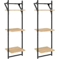 vidaXL Wandschappen 3-laags met stangen 2 st 30x25x100 cm sonoma eiken