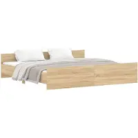vidaXL Bedframe met hoofd- en voeteneinde sonoma eikenkleur 180x200 cm