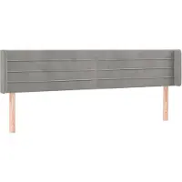 vidaXL Hoofdbord met randen 203x16x78/88 cm fluweel lichtgrijs