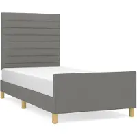 vidaXL Bedframe zonder matras, donkergrijs, 100x200 cm, stof