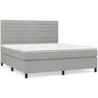 vidaXL Boxspring met matras stof lichtgrijs 180x200 cm