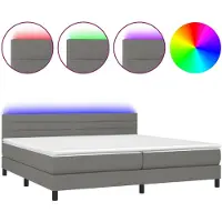 vidaXL Boxspringbed met matras en LED-verlichting, donkergrijs, 200x200 cm, stof