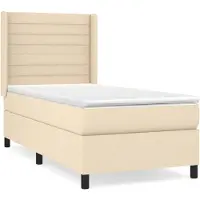 vidaXL Boxspring met matras stof crèmekleurig 100x200 cm