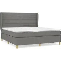 vidaXL Boxspring met matras stof donkergrijs 180x200 cm