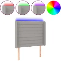 vidaXL Hoofdbord LED 83x16x118/128 cm stof lichtgrijs