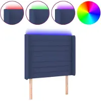 vidaXL Hoofdbord LED 93x16x118/128 cm stof blauw