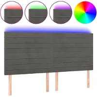 vidaXL Hoofdbord LED 160x5x118/128 cm fluweel donkergrijs