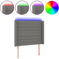 vidaXL Hoofdbord LED 83x16x118/128 cm stof donkergrijs