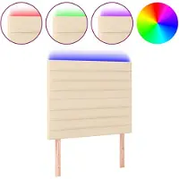 vidaXL Hoofdbord LED 100x5x118/128 cm stof crèmekleurig