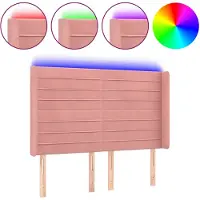 vidaXL Hoofdbord LED 147x16x118/128 cm fluweel roze