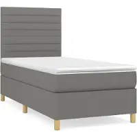 vidaXL Boxspring met matras stof donkergrijs 100x200 cm