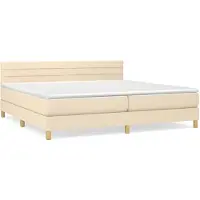 vidaXL Boxspring met matras stof crèmekleurig 200x200 cm