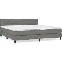 vidaXL Boxspring met matras stof donkergrijs 200x200 cm
