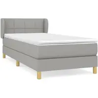 vidaXL Boxspring met matras stof lichtgrijs 90x200 cm