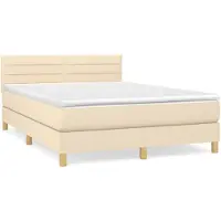 vidaXL Boxspring met matras stof crèmekleurig 140x200 cm