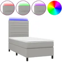 vidaXL Boxspring met matras en LED stof lichtgrijs 90x190 cm