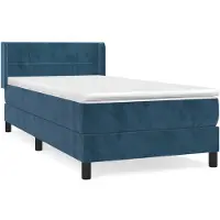vidaXL Boxspring met matras fluweel donkerblauw 90x200 cm