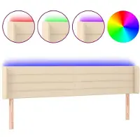 vidaXL Hoofdbord LED 203x16x78/88 cm stof crèmekleurig