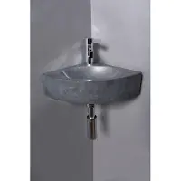 Forzalaqua Turino hoekfontein met kraangat 30x30cm graniet