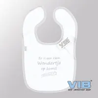 Vib - Slabbetje Luxe velours - Er is een klein wondertje op komst (Wit-Grijs) - Babykleertjes - Slabbetjes - zwangerschap aankondiging - baby aankondiging