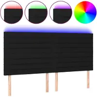 vidaXL Hoofdbord LED 180x5x118/128 cm stof zwart