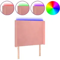 vidaXL Hoofdbord LED 83x16x118/128 cm fluweel roze