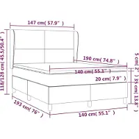 vidaXL Boxspring met matras stof blauw 140x190 cm