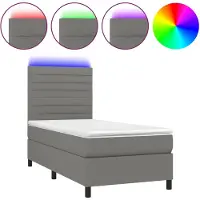 vidaXL Boxspring met matras en LED stof donkergrijs 90x190 cm