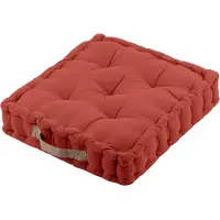 Stof Textile Vloerkussen DUO - terracotta - katoen - 45 x 45 x 10 cm - vierkant - Extra dik - extra zitplaatsen - spelen - gamen - relaxen