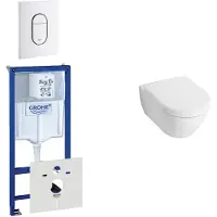 Villeroy & Boch Subway Compact Toiletset inbouwreservoir - diepspoel wandcloset bedieningsplaat verticaal - wit 0729205/0729242/1024232/1025456/