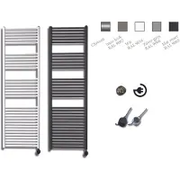 Sanicare elektrische design radiator 45x172cm inox-look met thermostaat rechts zwart