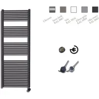 Sanicare elektrische design radiator 60x172cm zwart met thermostaat rechts zwart