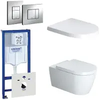 Duravit Starck Me Toiletset - inbouwreservoir - diepspoel - wandcloset - softclose - bedieningsplaat verticaal/horizontaal - chroom 0720001/0729205/0293433/0293435/