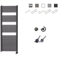 Sanicare elektrische design radiator 60x172cm zwart met thermostaat rechts chroom