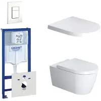 Duravit Starck Me Toiletset - inbouwreservoir - diepspoel - wandcloset - softclose - bedieningsplaat verticaal/horizontaal - wit 0720003/0729205/0293433/0293435/