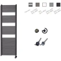 Sanicare elektrische design radiator 45x172cm zwart met thermostaat rechts chroom