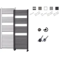 Sanicare elektrische design radiator 60x172cm inox-look met thermostaat rechts zwart
