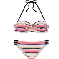 Venice beach Bikini crème / oranje / koraal / zwart