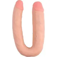 CHISA Dubbele Dildo 45 cm gebogen - Huidskleur