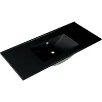 Saniclass Vygo Meubelwastafel - 101x2x46cm - overloop - 1 wasbak - 0 kraangaten - keramiek - mat zwart