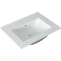 Saniclass Vygo Meubelwastafel - 61x2x46cm - overloop - 1 wasbak - 0 kraangaten - keramiek - wit