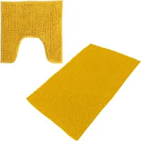 Urban Living badkamer droogloop matjes/tapijt - set 2x stuks - polyester - okergeel - Badmatjes