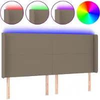 vidaXL Hoofdbord LED 183x16x118/128 cm stof taupe