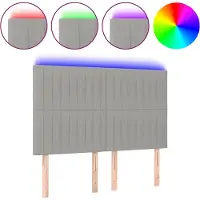 vidaXL Hoofdbord LED 144x5x118/128 cm stof lichtgrijs