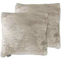 Eleganzzz Sierkussens Flanel Fleece - Beige - Sierkussens 50x50cm - Set van 2 Kussens - 100% Flanel Fleece Voorzijde - 100% Velvet Achterzijde