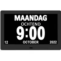 Toivo Dementieklok - 7 Inch Display - Met Afstandsbediening - Digitaal - Alzheimer - Kalenderklok - Klok Met Datum En Dag - Wandklokken