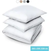 Dreamlab Dekbedovertrek set - 200 x 200/220 cm - Beddengoed met kussensloop - Twee persoons - Vier seizoenen - Microvezel - Wit