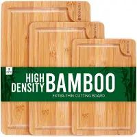 Rochester Snijplanken Hout – Borrelplank – Serveerplank - 3-Delig – Organisch Bamboe – Luxe Design – Hygienisch En Duurzaam
